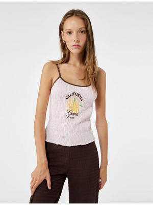 Koton Slim Fit Askılı Baskılı Gipeli Kolsuz Bluz