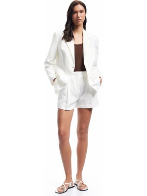 Koton Viskon Kumaş Astarlı Floral Dokulu Cepli Mini Şort