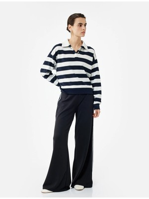 Koton Şardonlu Modal Kumaş Yanları Şerit Detaylı Geniş Paça Eşofman Altı