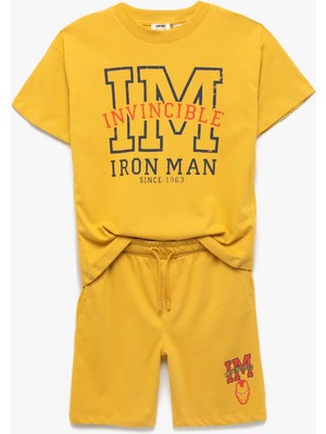 Koton Iron Man Baskılı Kısa Kollu Lisanslı Pamuklu Tişört ve Şort Seti