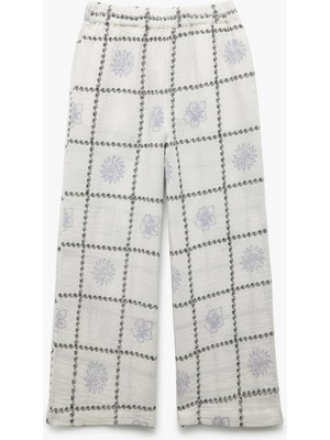 Koton Beli Lastikli Desenli Pamuklu Pantolon