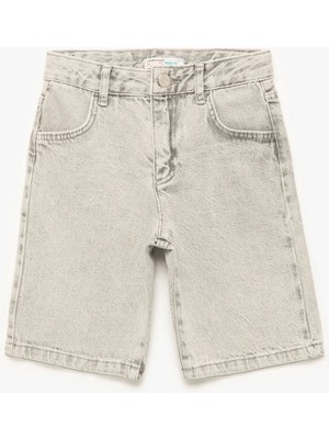 Koton Pamuklu Beli Lastikli Düğmeli Cepli Jean Şort