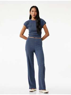 Bürümcük Kumaş Slim Fit Kısa Kollu Bisiklet Yaka Tişört
