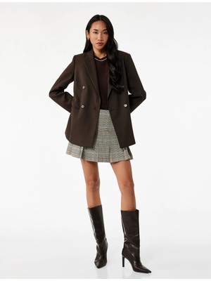 Kalın Piliseli Ekose Mini Etek