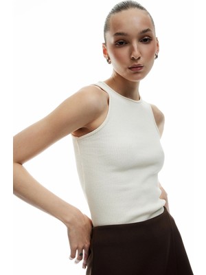 Koton Pamuklu Bisiklet Yaka Fitilli Atlet