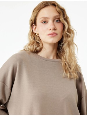 Uzun Kollu Bisiklet Yaka Rahat Kalıp Pijama Üstü