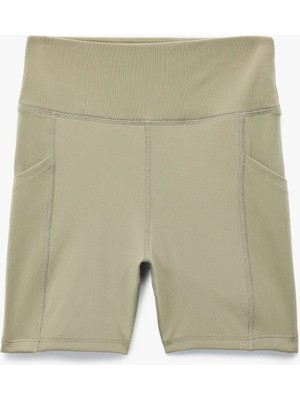 Yüksek Bel Cepli Dikiş Detaylı Biker Spor Tayt