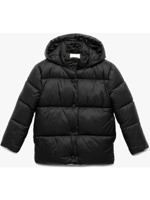 Koton Uzun Kollu Çıtçıt Kapamalı Kapşonlu Şişme Mont