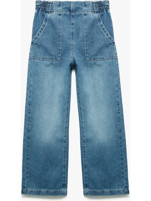 Koton Pamuklu Beli Lastikli Geniş Paça Jean Pantolon