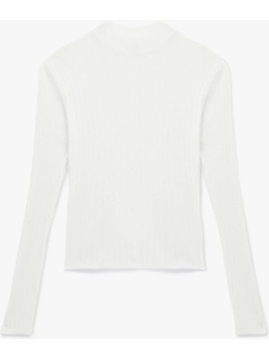 Uzun Kollu Dik Yaka Triko Kazak