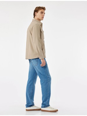 Pamuklu Normal Bel Cep Detaylı Vintage Straight Fit Jean Pantolon