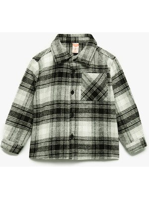 Uzun Kollu Tek Cepli Klasik Yaka Ekoseli Gömlek