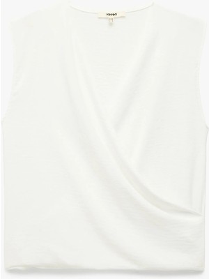 Aerobin Kumaş Kruvaze Kolsuz Bluz