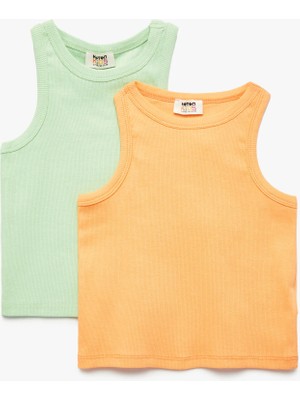 Koton Pamuklu Bisiklet Yaka Fitilli 2'li Atlet Seti