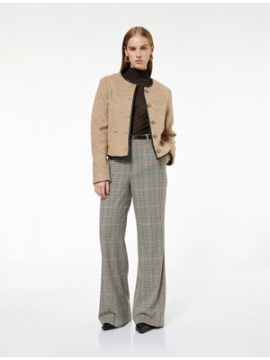 Uzun Kollu Düğmeli Bisiklet Yaka Buklet Crop Ceket