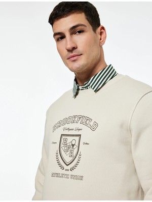 Koton Uzun Kollu Bisiklet Yaka Baskılı Sweatshirt