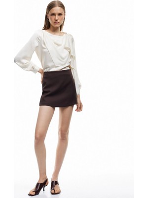 Koton Aksesuar Detaylı Uzun Kollu Şal Yaka Saten Bluz