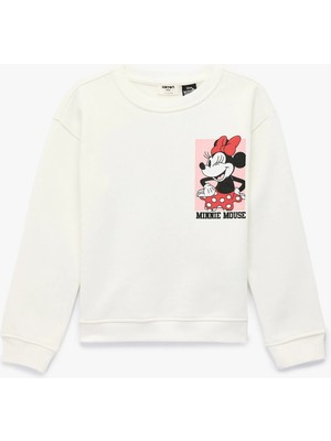 Koton Minnie Mouse Baskılı Uzun Kollu Bisiklet Yaka Lisanslı Sweatshirt