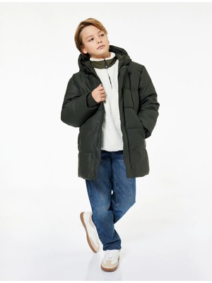 Koton Uzun Kollu Fermuarlı Kapşonlu Mont