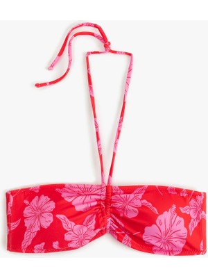 Koton Çiçek Desenli Straplez Bikini Üstü