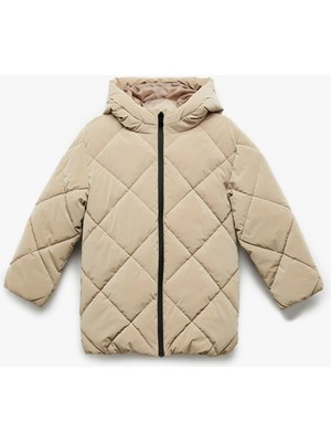 Koton Uzun Kollu Fermuarlı Kapitone Kapşonlu Şişme Mont