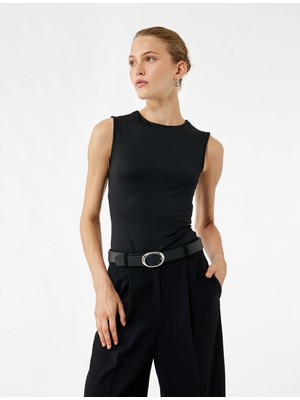 Slim Fit Kolsuz Bisiklet Yaka Bodysuit