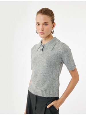 Koton Regular Fit Kısa Kollu Polo Yaka Triko Kazak