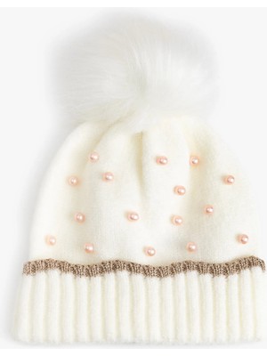 Ponpon ve Boncuk Detaylı Bere