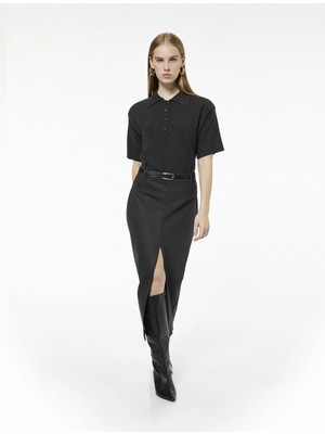 Düğmeli Kısa Kollu Polo Yaka Triko Kazak