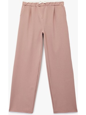 Beli Lastikli Yüksek Bel Basic Geniş Paça Pantolon