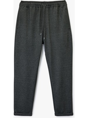 Koton Viskon Karışımlı Duble Paça Cepli Beli Bağcıklı Pantolon