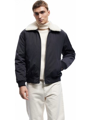 Koton Uzun Kollu Cep Detaylı Fermuarlı Peluş Yaka Kışlık Şişme Mont