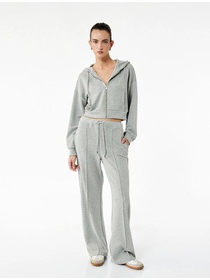 Modal Kumaş Cepli Uzun Kollu Fermuarlı Kapüşonlu Sweatshirt