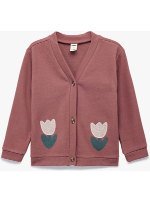 Koton Uzun Kollu V Yaka Çiçek Detaylı Sweatshirt
