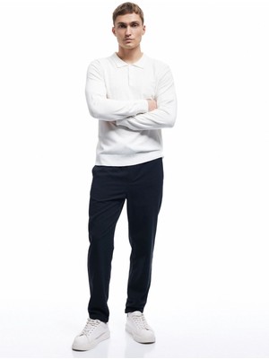 Koton Uzun Kollu Düğmeli Polo Yaka Triko Kazak