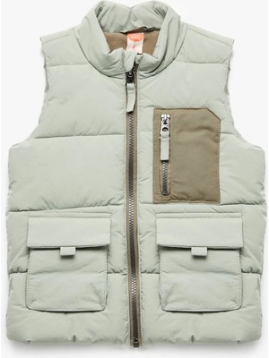 Koton Dik Yaka Kolsuz Fermuarlı Cep Detaylı Şişme Yelek