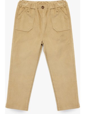 Koton Pamuklu Cepli Beli Lastikli Havuç Kesim Kadife Pantolon