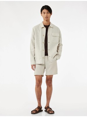 Rahat Kesim Cep Detaylı Pamuklu Beli Bağcıklı Şort