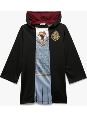 Harry Potter Kostüm Elbise Lisanslı Kapşonlu Baskı Detaylı Uzun Kollu