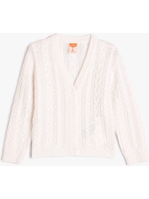 Basic Triko Hırka V Yaka Uzun Kollu Düğme Kapamalı