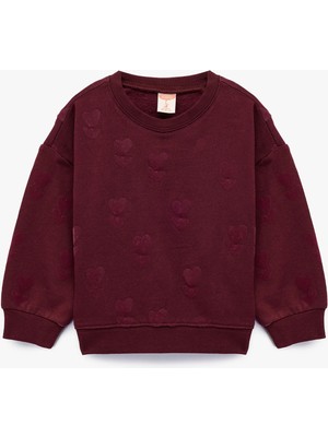 Koton Pamuklu Kalp Detaylı Uzun Kollu Bisiklet Yaka Sweatshirt