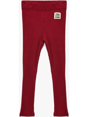 Koton Beli Lastikli Etiket Detaylı Pamuklu Tayt