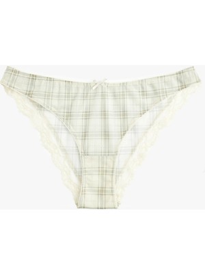 Koton Dantel Detaylı Ekose Desenli Brazilian Külot