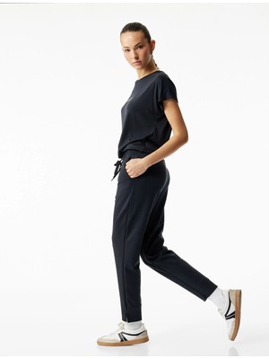 Yüksek Bel Modal Karışımlı Bağcıklı Cepli Jogger Eşofman Altı