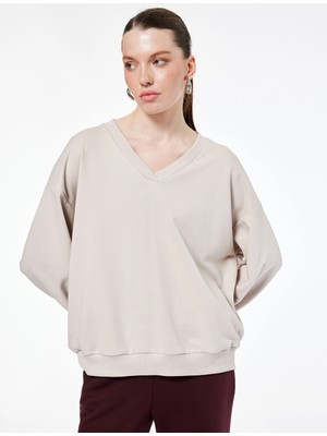 Koton V Yaka Uzun Kollu Rahat Kalıp Triko Pijama Üstü