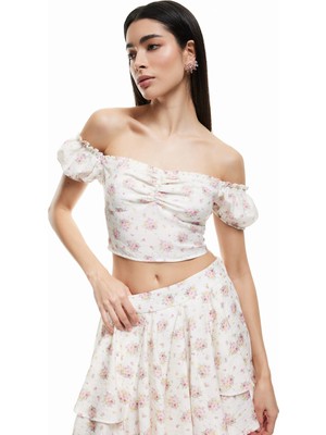 Koton Astarlı Aerobin Kumaş Fırfırlı Mini Çiçekli Etek