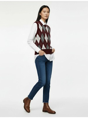 Koton Bisiklet Yaka Kolsuz Triko Baklava Desenli Yelek