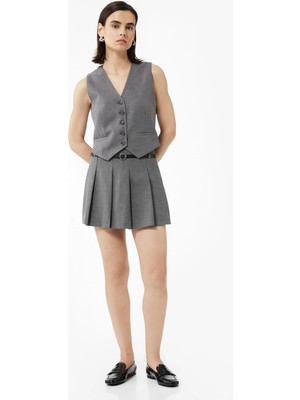 Koton A Kesim Kemer Detaylı Pileli Mini Etek