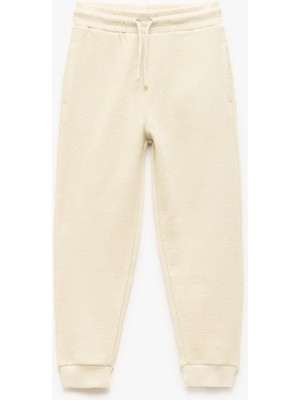 Pamuklu Beli Bağcıklı Dokulu Basic Jogger Eşofman Altı