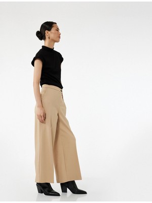 Koton Standart Bel Cepli Kısa Geniş Paça Palazzo Pantolon